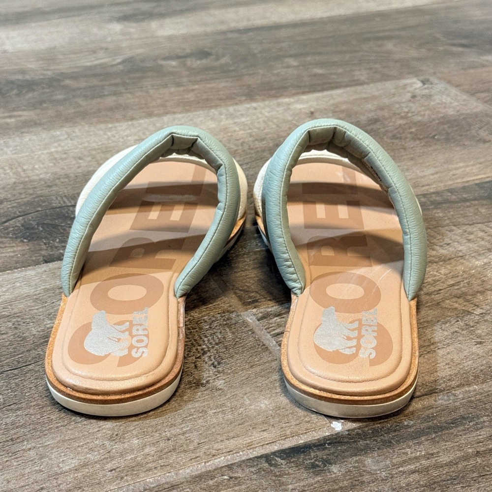 Sorel Women's Ella II‎ Puff Colorblock Leather Slide,Safari Chalk, 9.5 - Picture 8 of 10